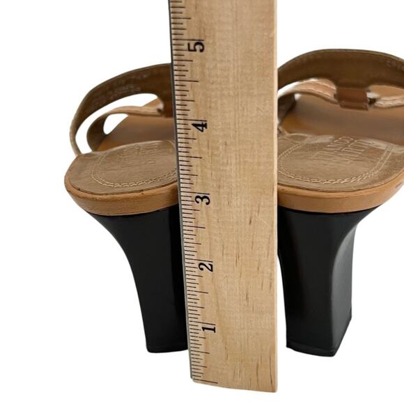 Franco Sarto Womens Sandals 7.5M Brown Tan Leather Slip On Block Heel Y2K Resort - Picture 4 of 10